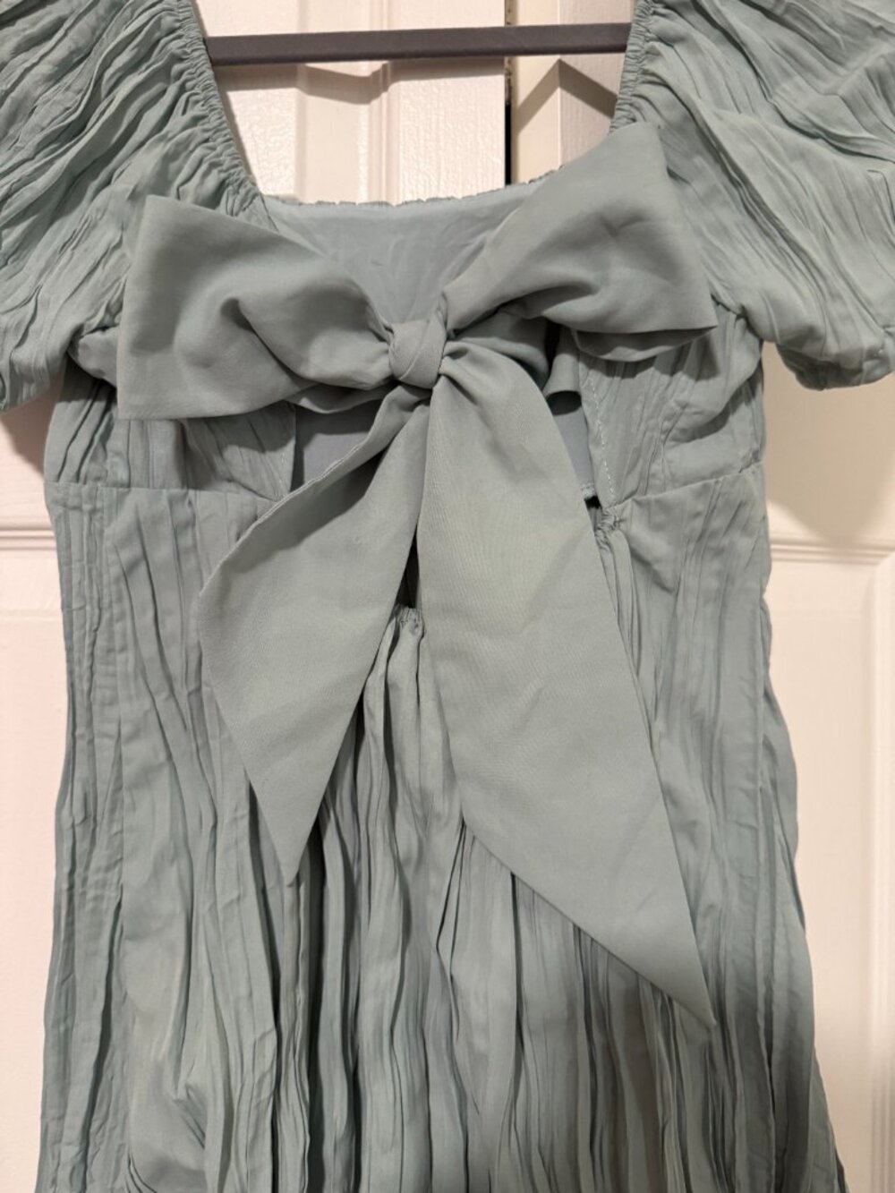 Urban Outfitters Sage Crepe Babydoll Dress with Bow - Picture 3 of 5